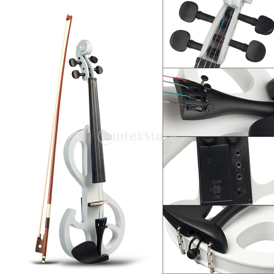 23Inch Full 4/4Size Elektrische Viool Set Met W/Boog Solid Hard Case Maple Hoofdtelefoon Hout instrument Body Voor Beginners Uitvoerder