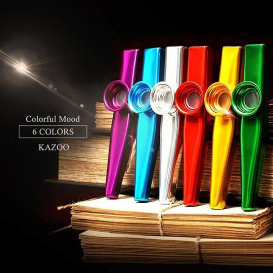 1Pcs Metalen Kazoo Met 6 Kazoo Fluit Membraan Mond Fluit Harmonica Beginners Kids Adult Party Festival Muziekinstrument