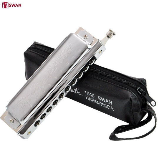 Swan Harmonica 10 Hole 40 Tone Chromatische Harp SW1040 Houtblazers Muziekinstrument Mondharmonica Blues Sturen Zak