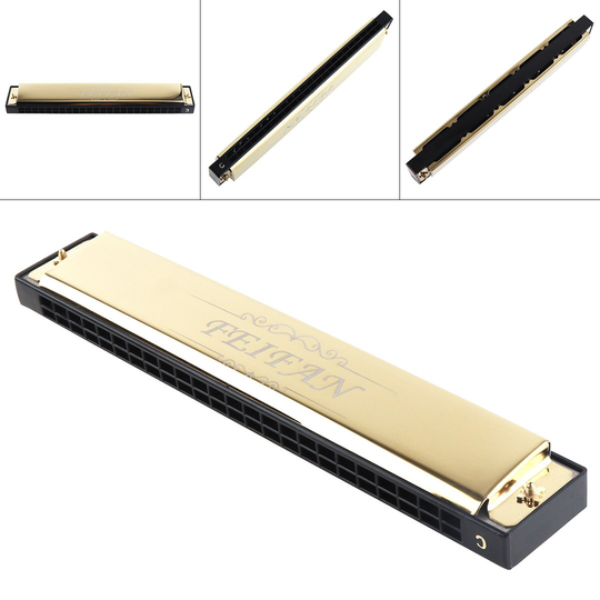 Feifan Goud 24 Gaten 8K Titanium Harmonica Tremolo Tone Keyc Harp Mondharmonica Muziekinstrumenten Kleine Volume Carry