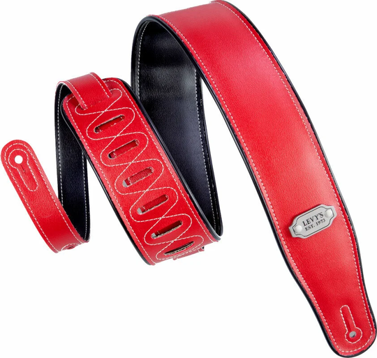 Levys M26VP Ledergurte für Gitarren Red