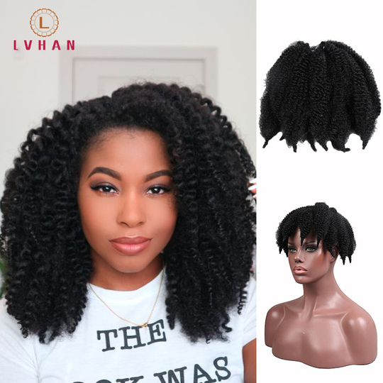 Lvhan Marley Vlechten Spiketail Rups Pruik Pluizige Coco Synthese Fiber Haak Hair Extensions Kleine Krullend Haar