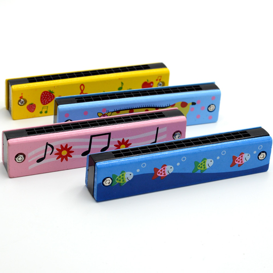 Houten Harmonica Voor Kinderen Speelgoed Muziekinstrumenten 16 Gaten Dubbele Rij Klap Cartoon Kleur Houtblazers Mond Harmonica Melodica