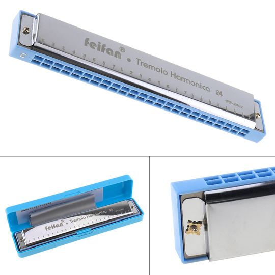 Blues Lichtgewicht Draagbare 24 Gat Van C Spelen Harmonica Tremolo Harmonica Mondharmonica Dubbele Rij Voor Musical Beginner