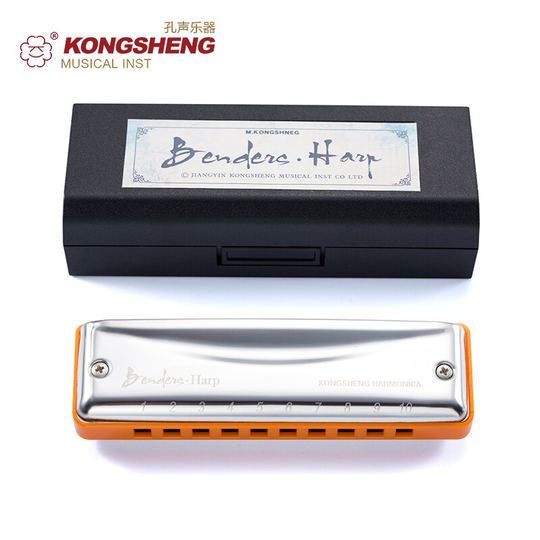 KONGSHENG Diatonische Harmonica Blues Harp Mondharmonica 10 Gaten Oranje Sleutel van C/D/E/F/ g/A/Bb Reed met Doos Houtblazers Instrument