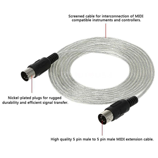 3M/10ft Midi Verlengkabel Male Naar Male 5 Pin Plug Connector Synthesizer