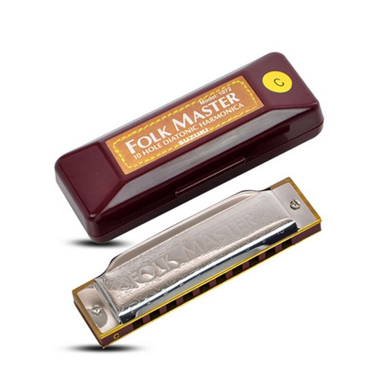 [12 toetsen] Suzuki Diatonische Harmonica 1072 Zilveren FolkMaster Gaita Standaard 10 Gat Diatonische Harmonica Beginner Blues Harp