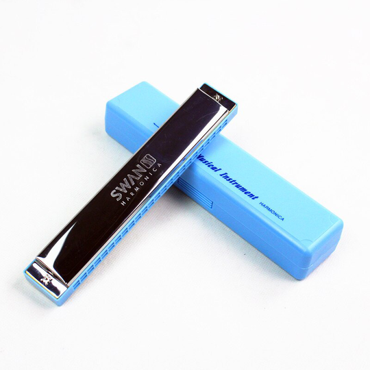 Swan Harmonica Tremolo 24 Gaten Harmonica C Koperen Board Hout Instrumenten