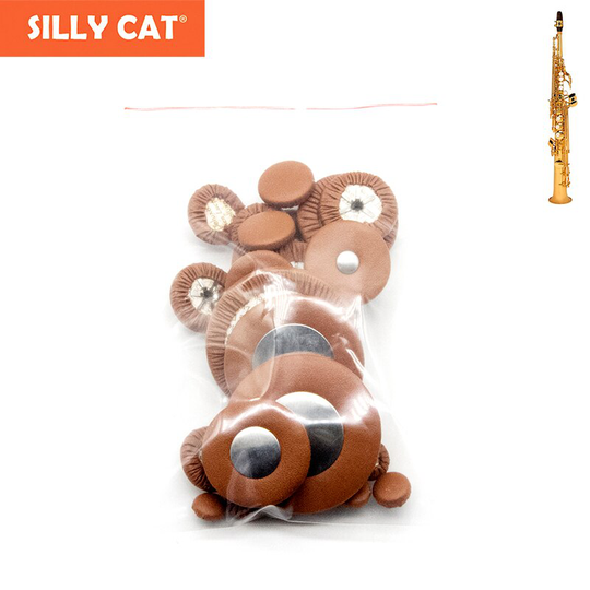 1 Set Van Real Geit Leather Sax Pads Universele Saxofoon Pads Voor Bb Sopraansax Professionele Saxofoon Knop Pads