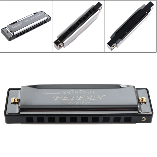 10 Gaten 20 Tone Matte Draagbare Zwart Harmonica Blues Harp Mondharmonica Rvs Muziekinstrument Voor Beginner