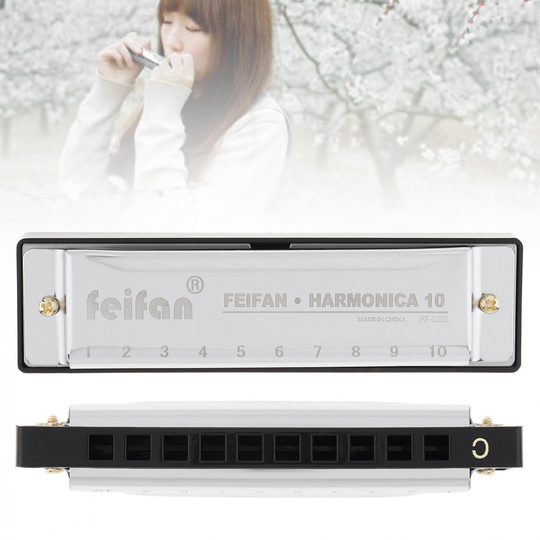20 Tone 10 Holes Blues Harmonica Tonec 8K Titanium Mondharmonica Met Case Voor Kinderen En Beginners