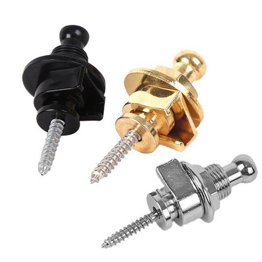 Koperen Gitaarband Sloten Paddestoelen Hoofden Gitaar Bas Locks Pinnen Gesp Knoppen Zilver/Zwart Guitar Strap Lock