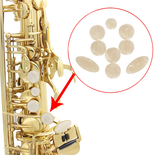9Pcs Wit Parelmoer Shell Sleutel Knop Inlays Voor Tenor/ Alto/Sopraansax Saxofoon Voor Saxofoon onderdelen Accessoires