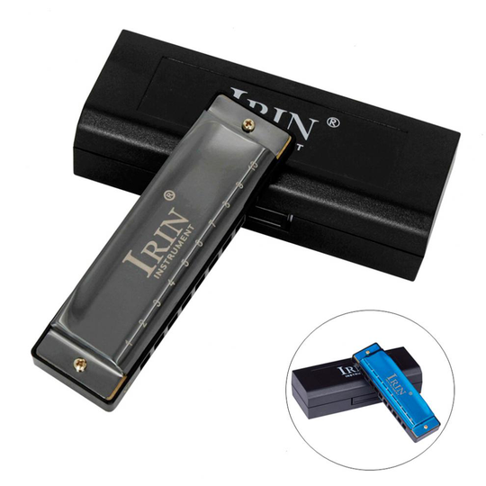 Gold 10 Hole 20 Tone Hars Frets Blues Harmonica Key Ofc Mond Orgel Blauw Zwart Optioneel