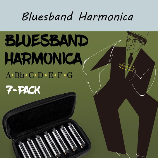 Blues Band Harmonica Starter Set W/7 Harp Toetsen C D E F G Een Bb 7 Stuk set Met Draagtas