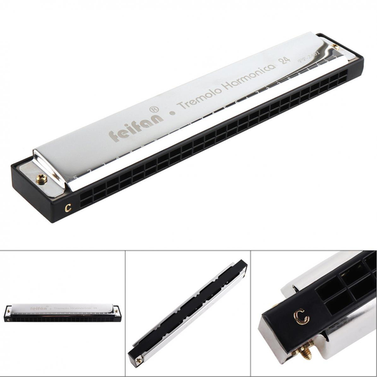 Feifan Zilver 24 Gaten 8K Titanium Harmonica Tremolo Tone Keyc Harp Mondharmonica Muziekinstrumenten Voor Beginners