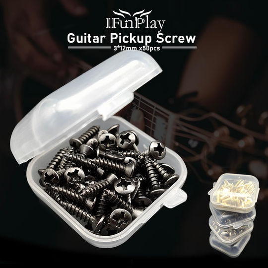 50 Pcs 3*12 Mm Basgitaar Slagplaat Schroeven Cavity Cover Gitaar Output Jack Cover Plaat Schroef Met Doos voor St Tl Elektrische Gitaar