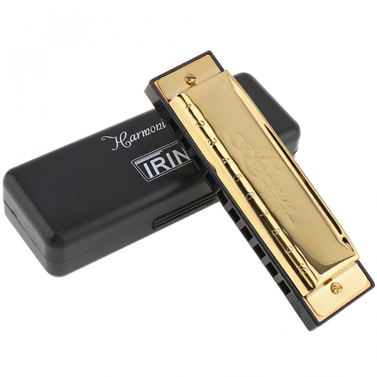 Goud Rvs 10 Hole 20 Tone Harmonica Keyc Mondharmonica Met Case Voor Professionele Speler Beginner
