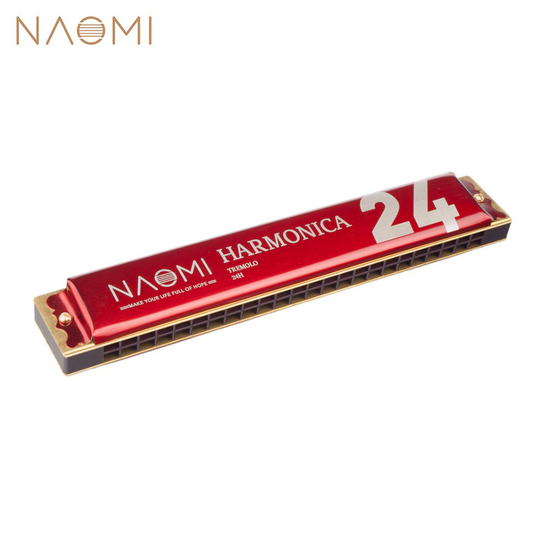 Naomi 24 Gaten Flexibele Tremolo Harmonica Sleutel Van C Rvs Mondharmonica Mondharmonica Met Case Wind Instrument