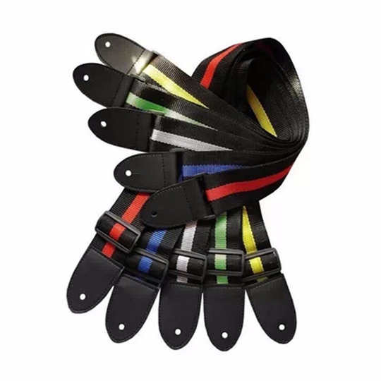 130 Cm Comfortabele Verstelbare Nylon Gitaarband Elektrische Akoestische Basgitaar Strap Irin Ukulele Riem Met Pu Lederen Uiteinden