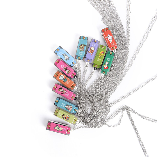 Mini Metalen Harmonica 4 Hole 4 Tone Ketting Kleur Willekeurige