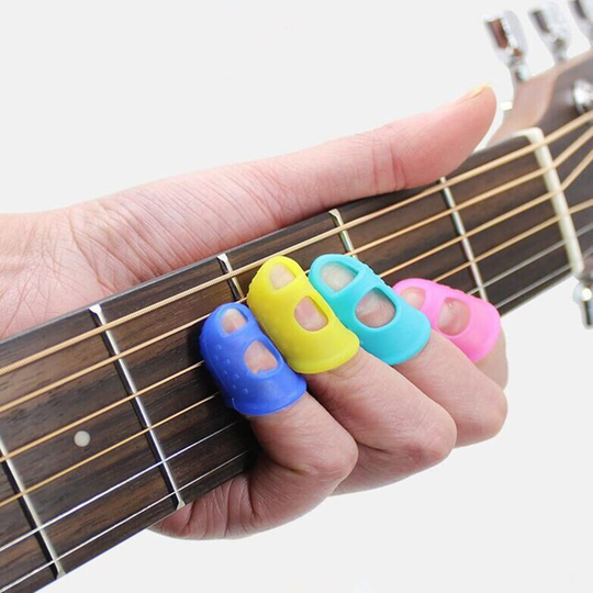 4 Stuks Gitaar Vingertop Protector Fingerstall Silicone Guitar String Vinger Guard Bescherming Druk Ukulele Basgitaar Accessoires