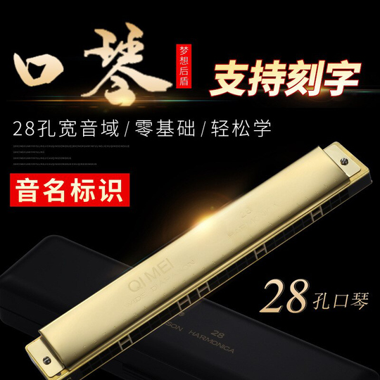 Cmo 28 Hole Harmonica Polyfonie Accent Beginners Volwassen Beginner Zelf-Studie Hoogwaardige Industrie Spelen Muziekinstrumenten Breed