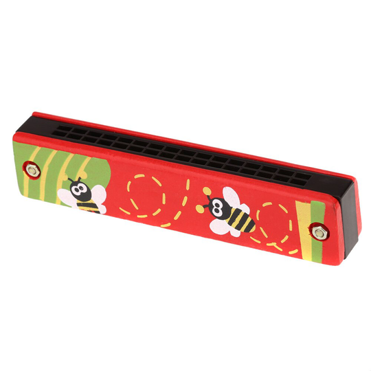 Tremolo Harmonica 16 Gaten Kids Muziekinstrument Educatief Speelgoed Houten Cover Kleurrijke Gratis Reed Wind Instrument