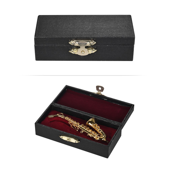 Mini Messing Altsaxofoon Sax Model Prachtige Desktop Muziekinstrument Decoratie Ornamenten Met Doos 10Cm/14Cm Voor optionele