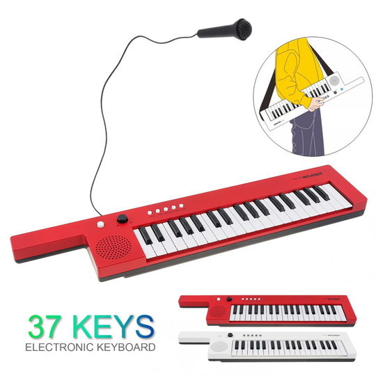 Oplaadbare Mini 37 Toetsen Gitaar Elektronische Orgel Key Board Kinderen Piano Met Strap & Microfoon Muzikale Verlichting