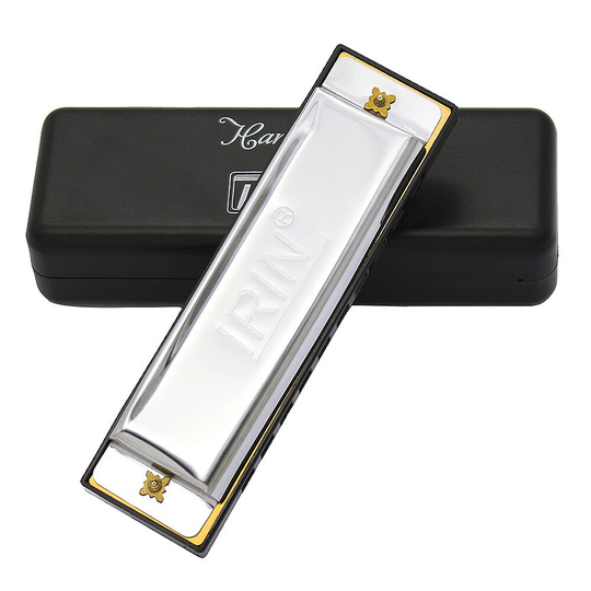 Zilver Blues 10 Hole 20 Tone Harmonica Key Ofc Mondharmonica Met Zwarte Opbergdoos