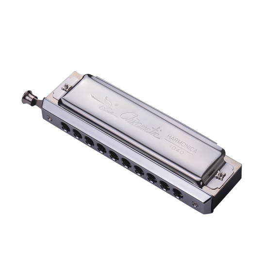 Zwaan Chromatische Harmonica 10 Gaten 40 Tones Sleutel Van C Zilver Met Prachtige Doos