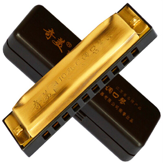 10 Holes Harmonica Messing Kleur Gaita Blues China Beroemde Harp Blues Muziekinstrumenten Mond Ogan 10 Holes Harmonica