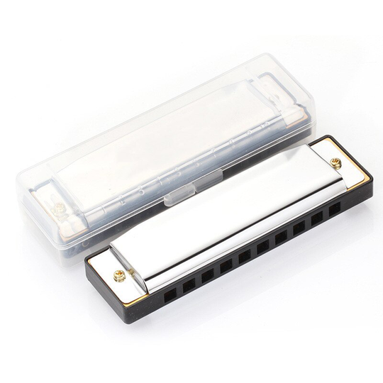 10 Holes Harmonica Kinderen Puzzel Muzikaal Educatief Speelgoed Zilver Met Opbergdoos Muziekinstrument C Blues Metalen Harmonica