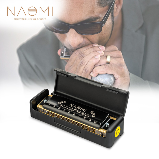 Naomi Blues Harmonica Volgens Sleutel Van C 10 Holes Harmonica W/ Arcylic Kam Professionele Solo Diatonische Harmonica Zwart Case