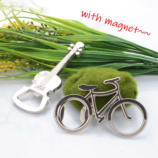 Rvs Flesopener Koreaanse Koelkast Magneet Fiets En Viool Vorm Bier Opener Prikbord Magnetische Sticker