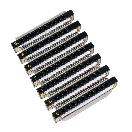 Blues Band Zeven Stuk Harmonica Set Met Case 7 Harmonica Harp Pack